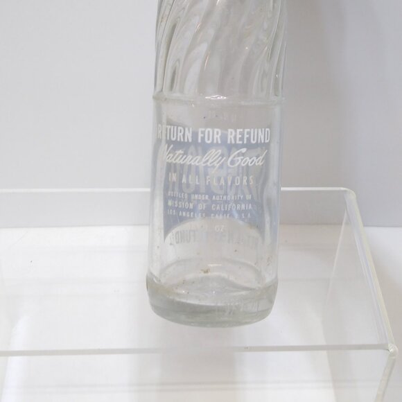 Mission Of California 10 Fl Oz Clear Glass Soda Bottle Circa 1967 Vintage RARE - Picture 3 of 5